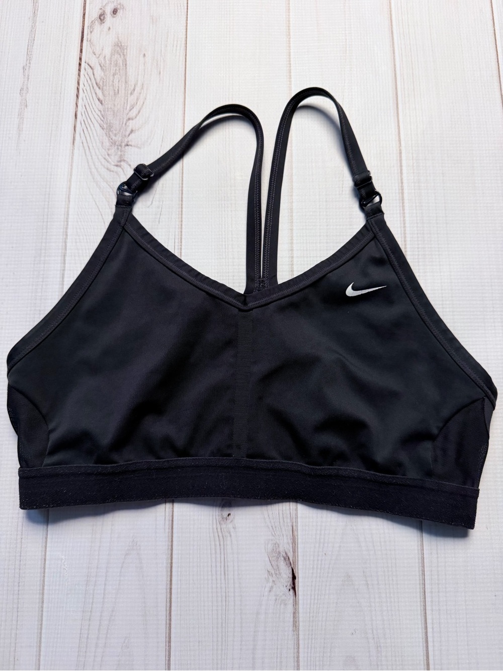 Nike Black Racerback Sports Bra with White Swoosh